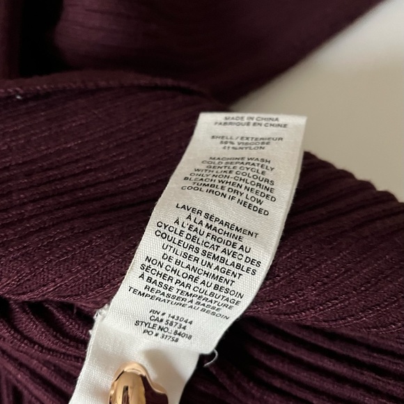 Anthropologie Avec Les Filles burgundy ribbed cardigan heart buttons sz L - Picture 12 of 13